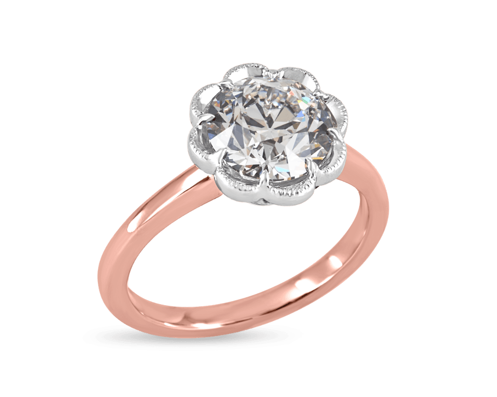 Vintage Floral Round Solitaire