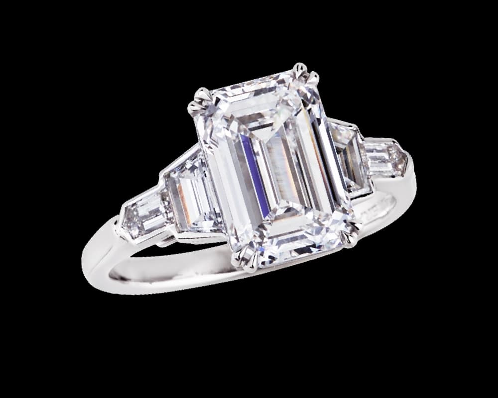 Trapezoid and Bullet Shaped Five Stone Ring