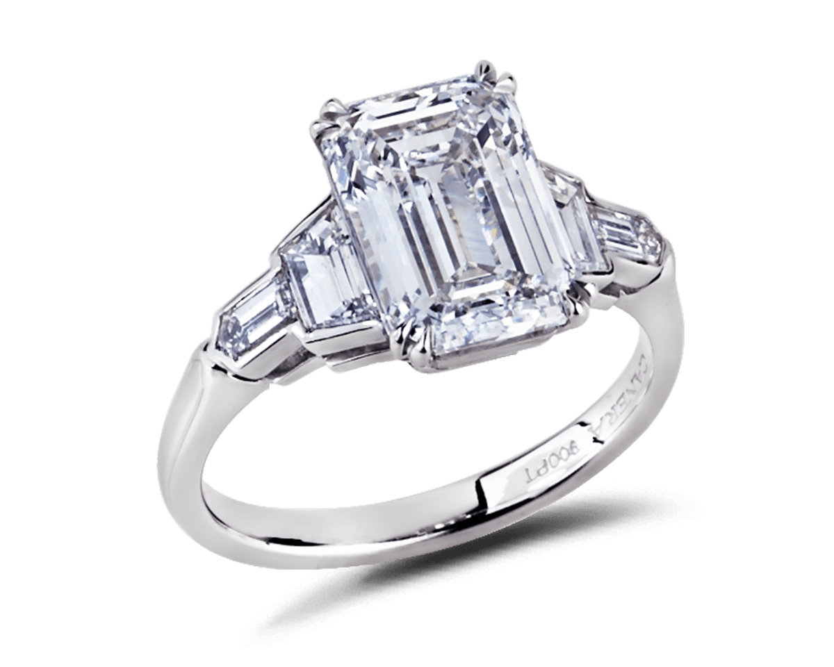 Trapezoid and Bullet Shaped Five Stone Ring
