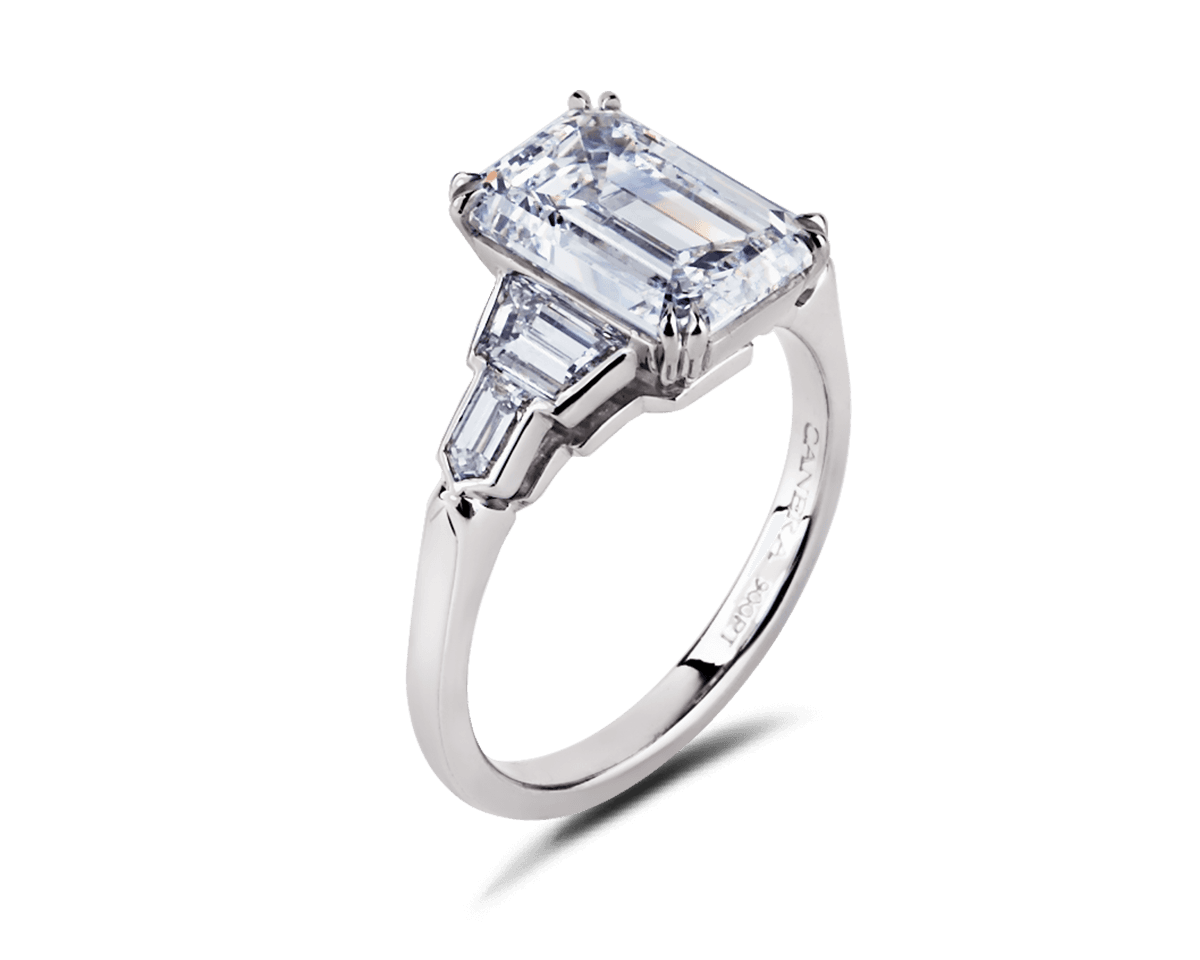 Trapezoid and Bullet Shaped Five Stone Ring
