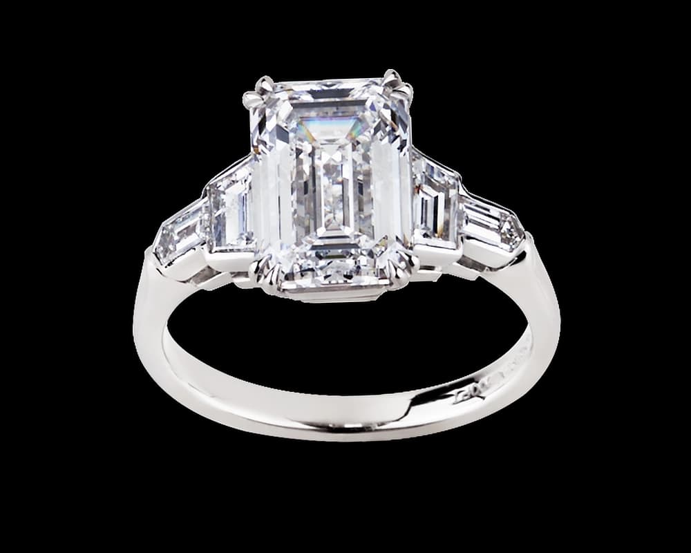 Trapezoid and Bullet Shaped Five Stone Ring