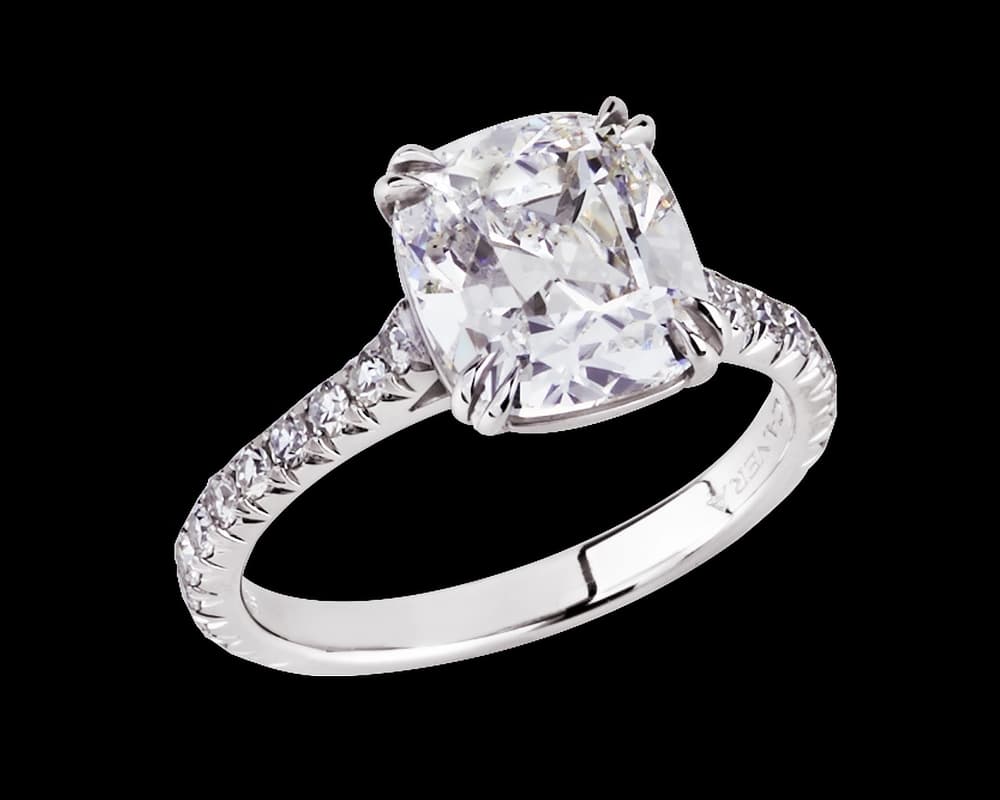 Cathedral Band Pave Solitaire Engagement Ring