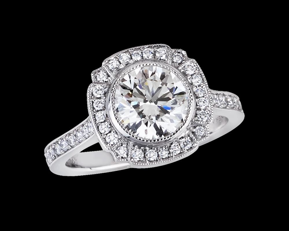 The Dahlia Halo with Round Center Stone