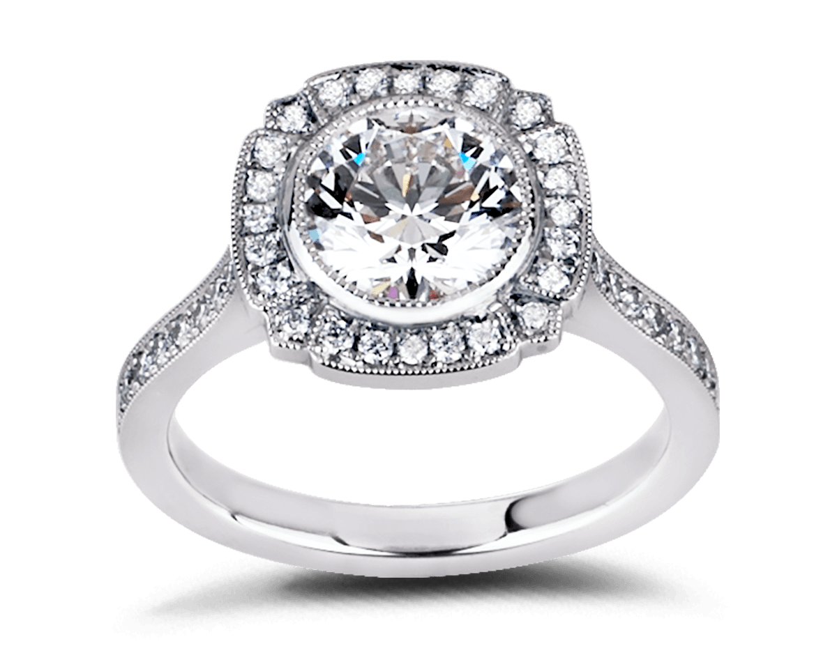 The Dahlia Halo with Round Center Stone