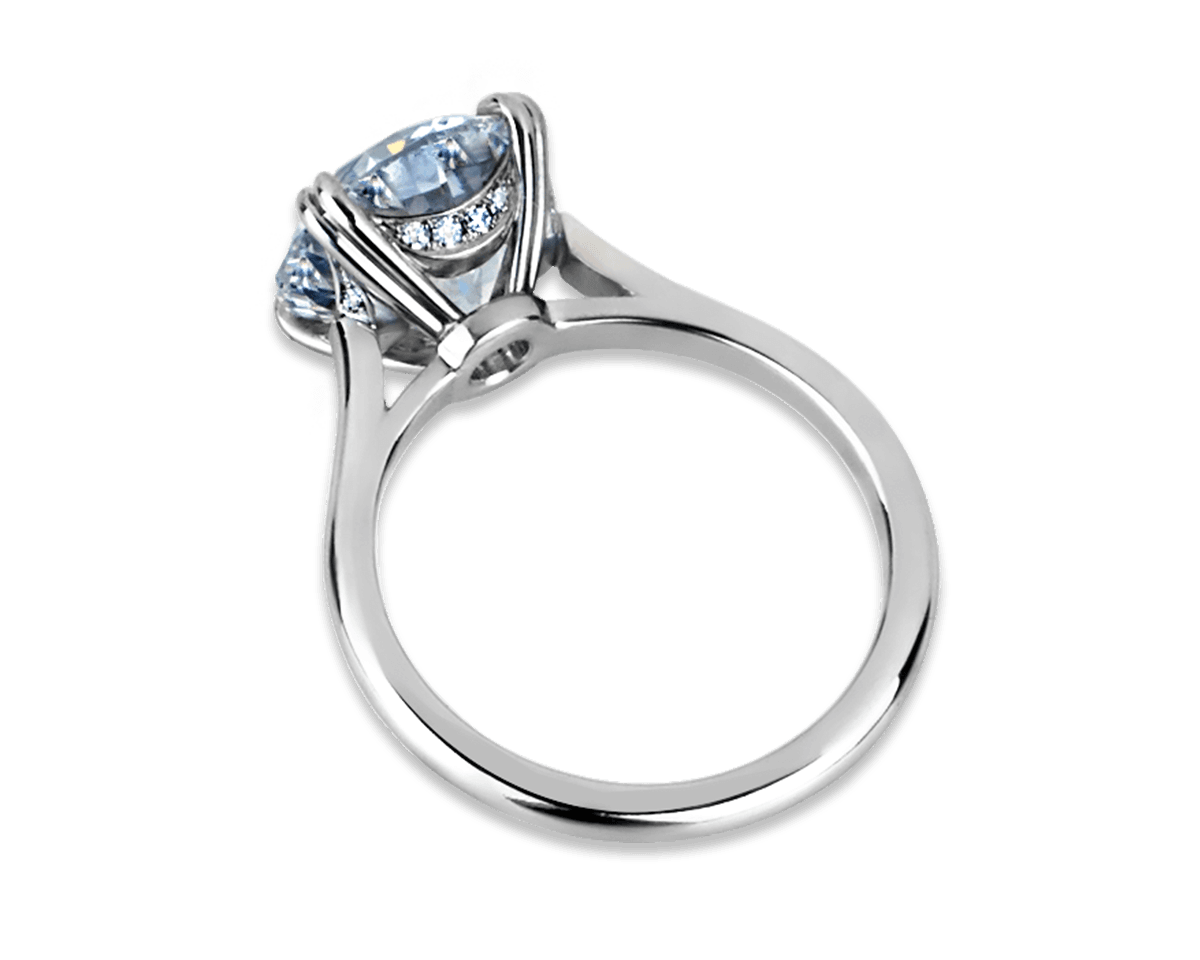 Cathedral Band Solitaire with Scalloped Basket