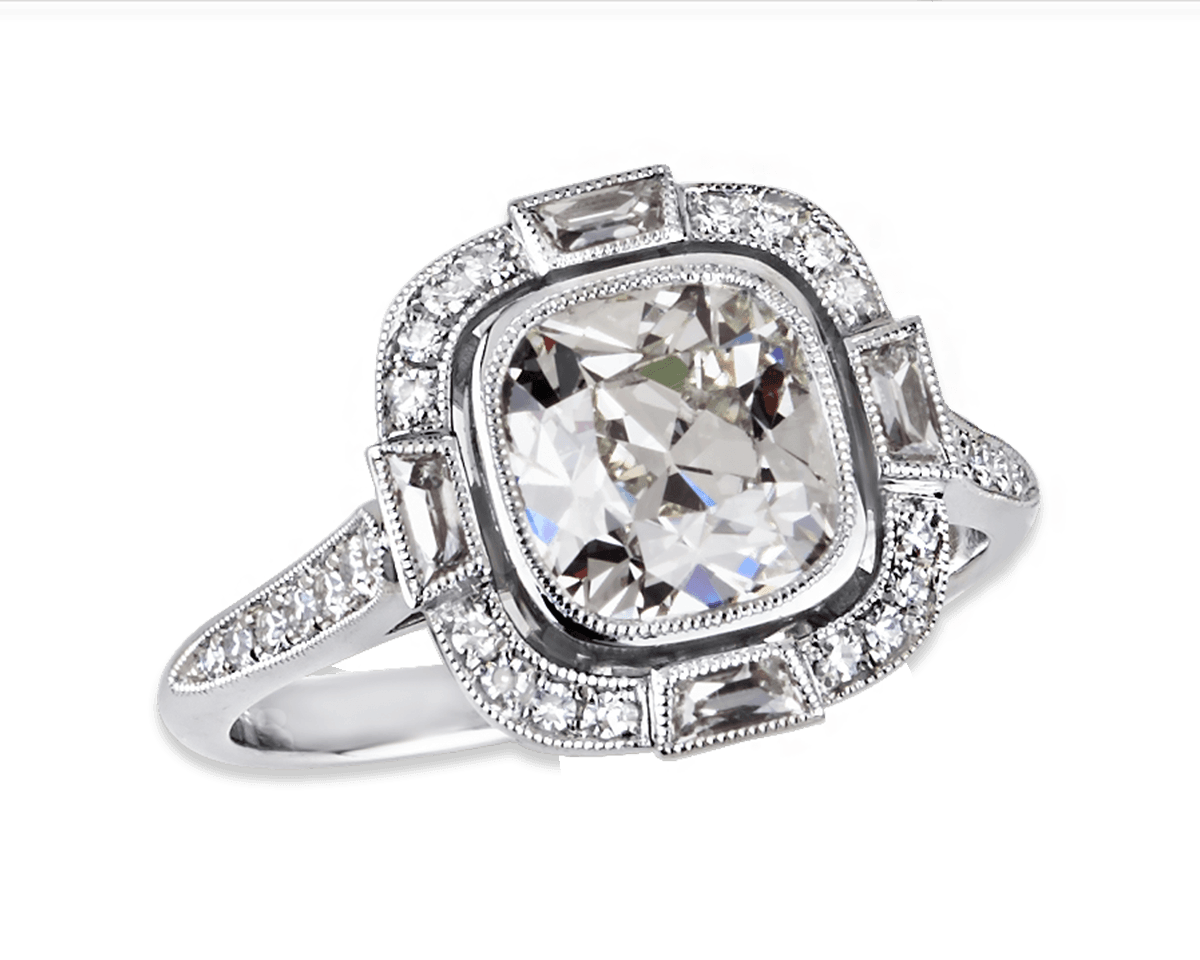Vintage French Cut Halo Solitaire