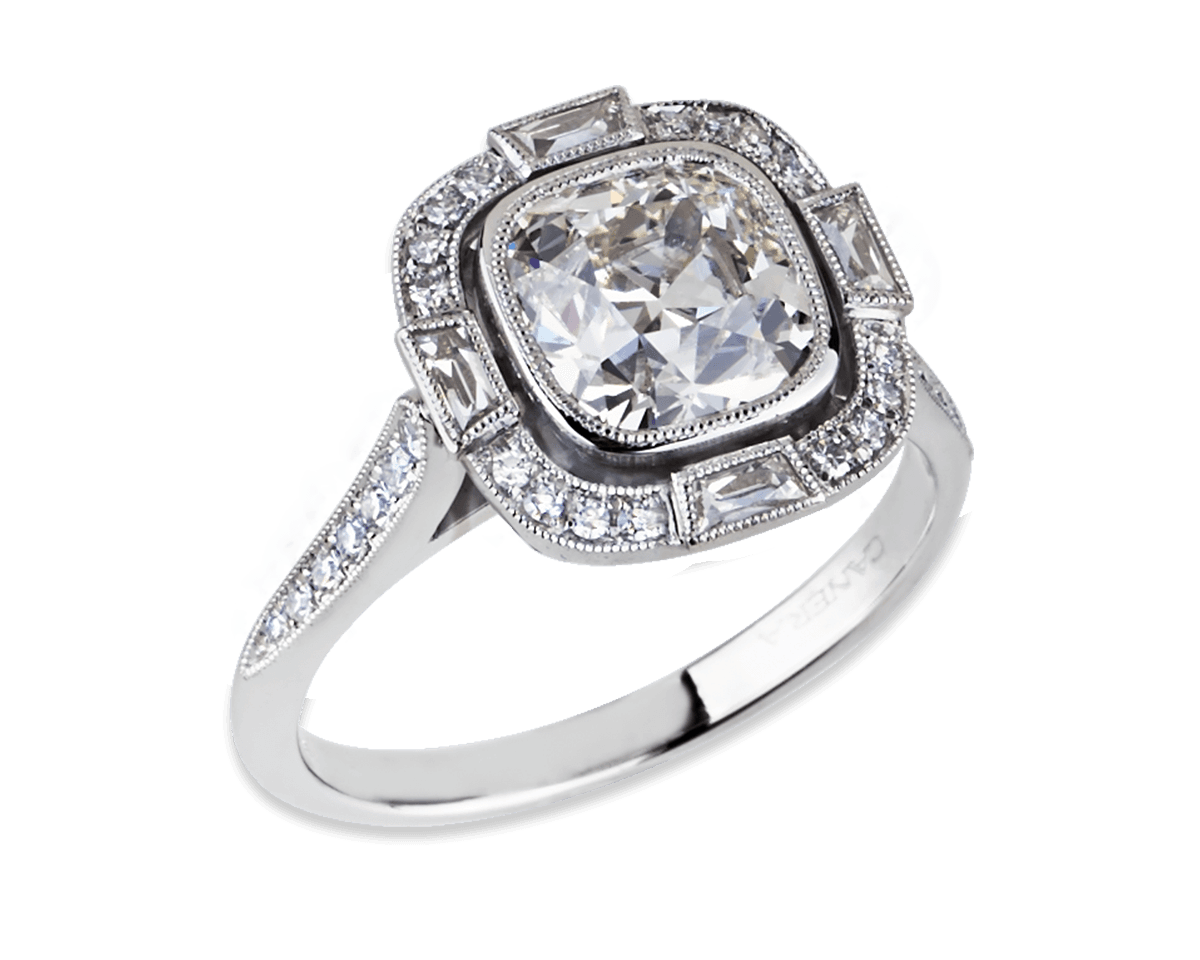 Vintage French Cut Halo Solitaire