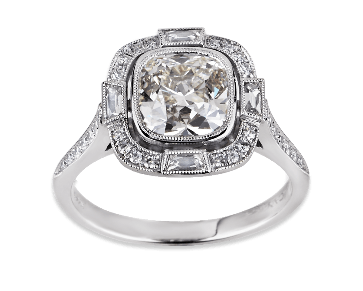 Vintage French Cut Halo Solitaire