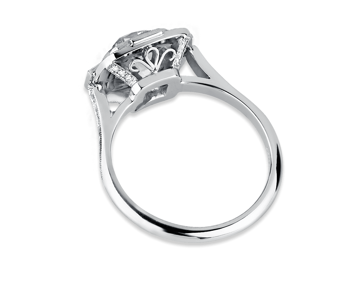 Vintage French Cut Halo Solitaire
