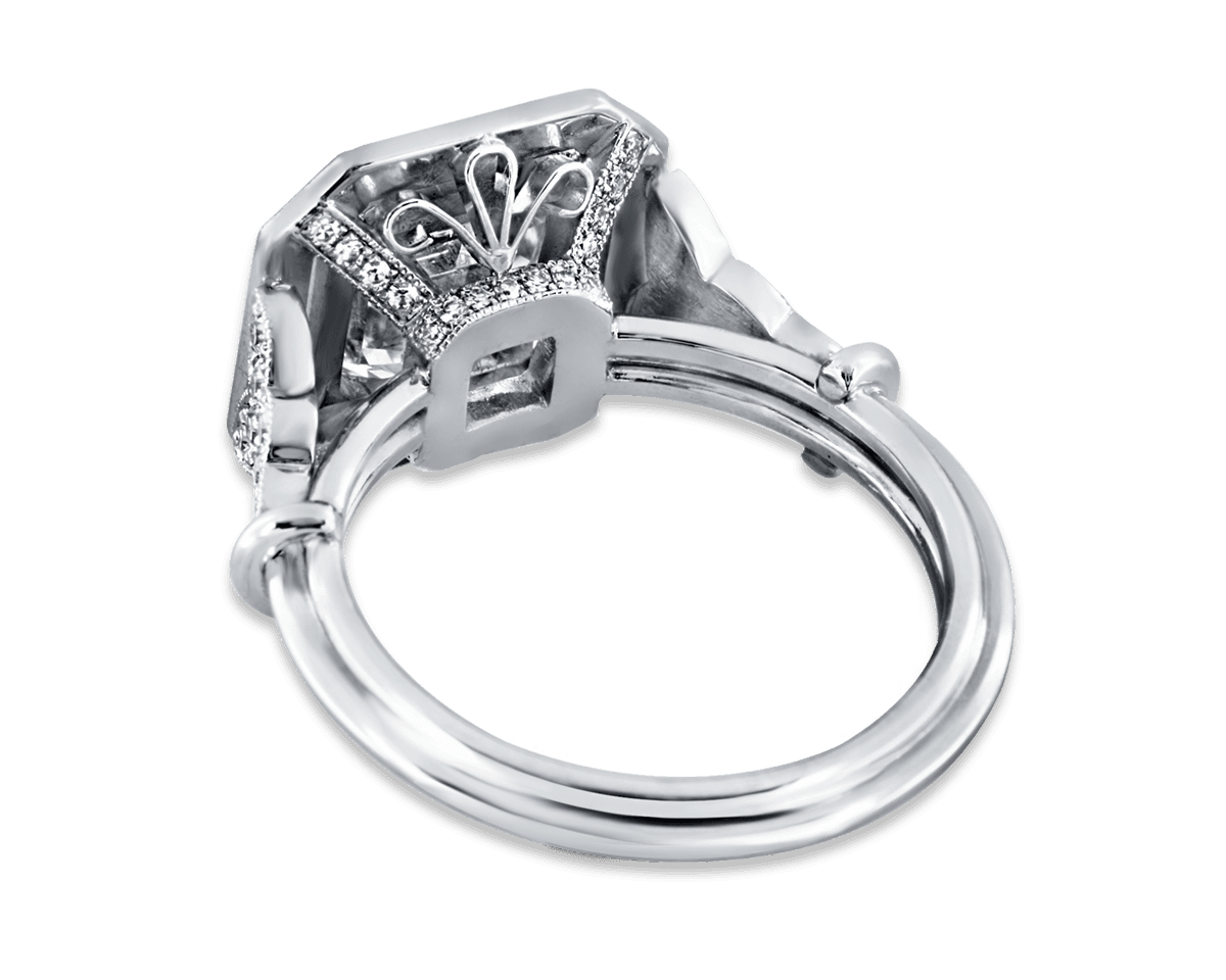 Asscher Spaced Halo with Vintag Design Elements