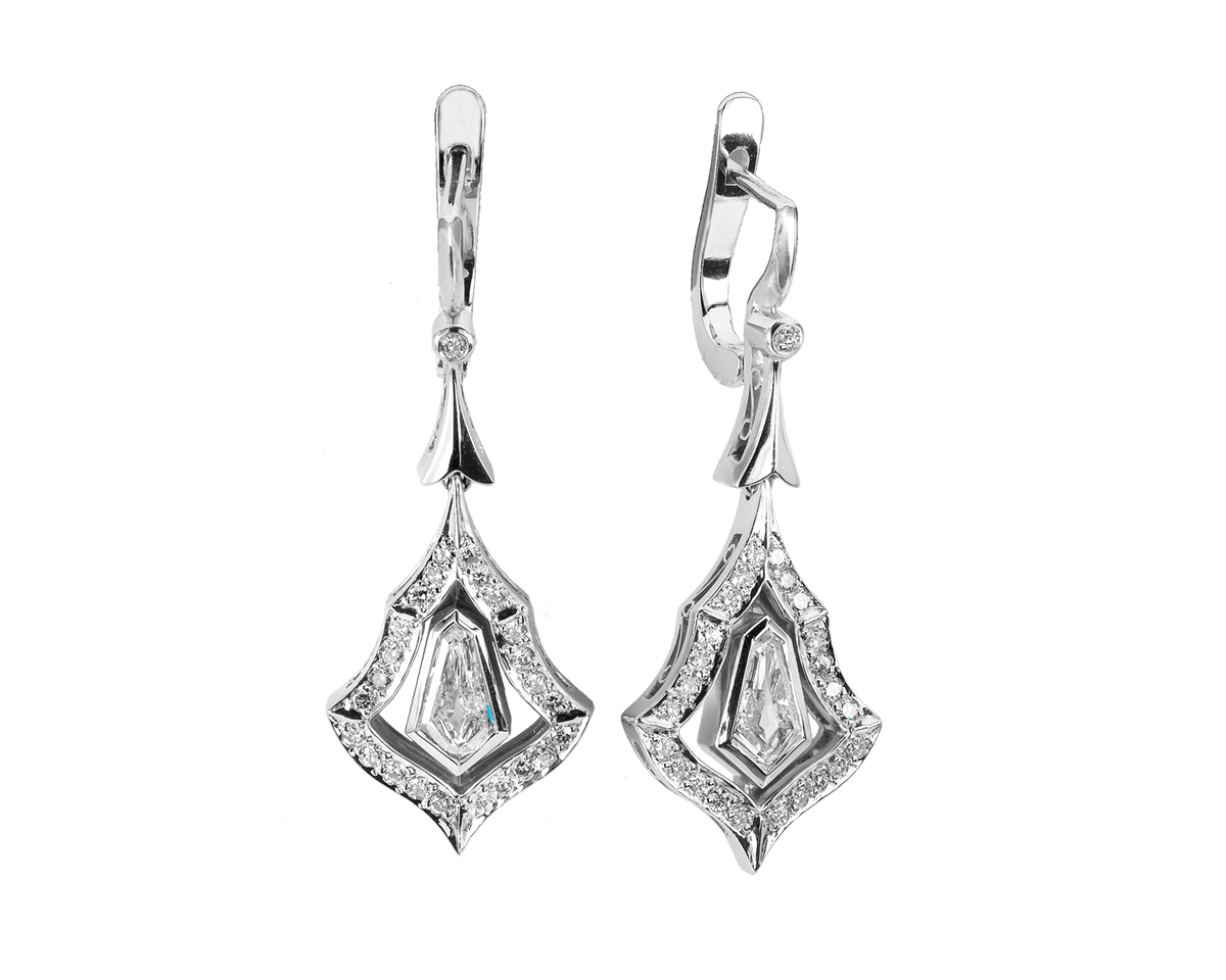 Kite Shaped Pave Dangling Earrings
