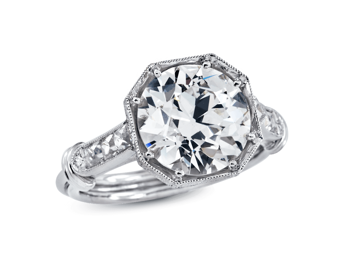 Vintage Octagonal Solitaire with French Cut Diamonds