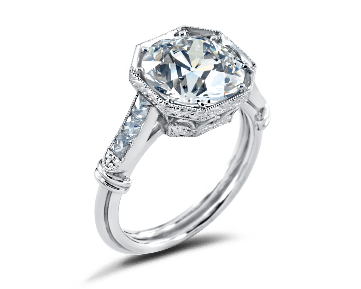 Vintage Octagonal Solitaire with French Cut Diamonds