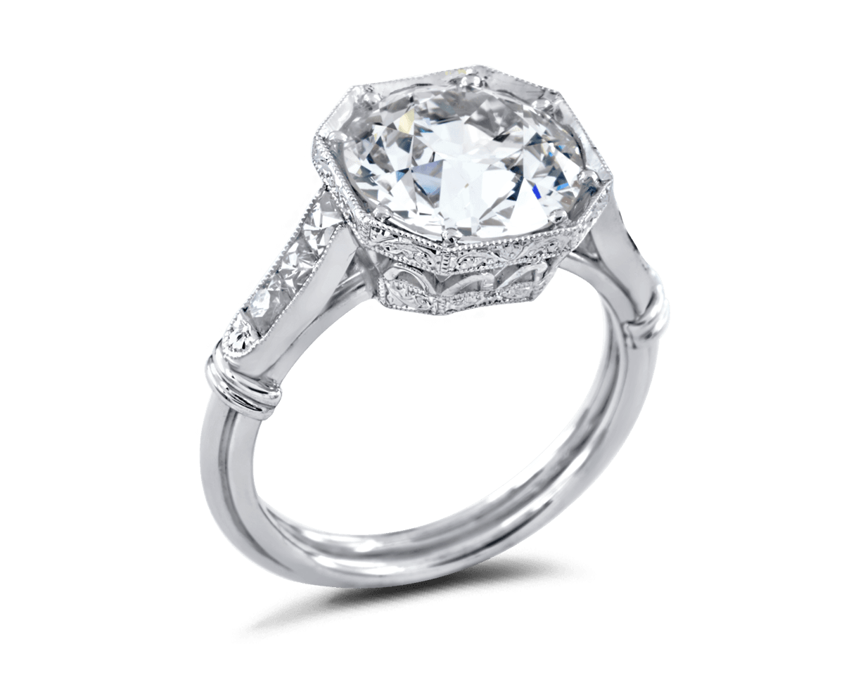 Vintage Octagonal Solitaire with French Cut Diamonds