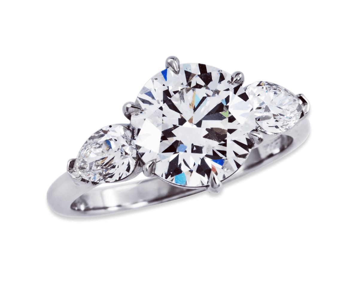 Orchid Six Prong Trilogy w Pear Side Stones
