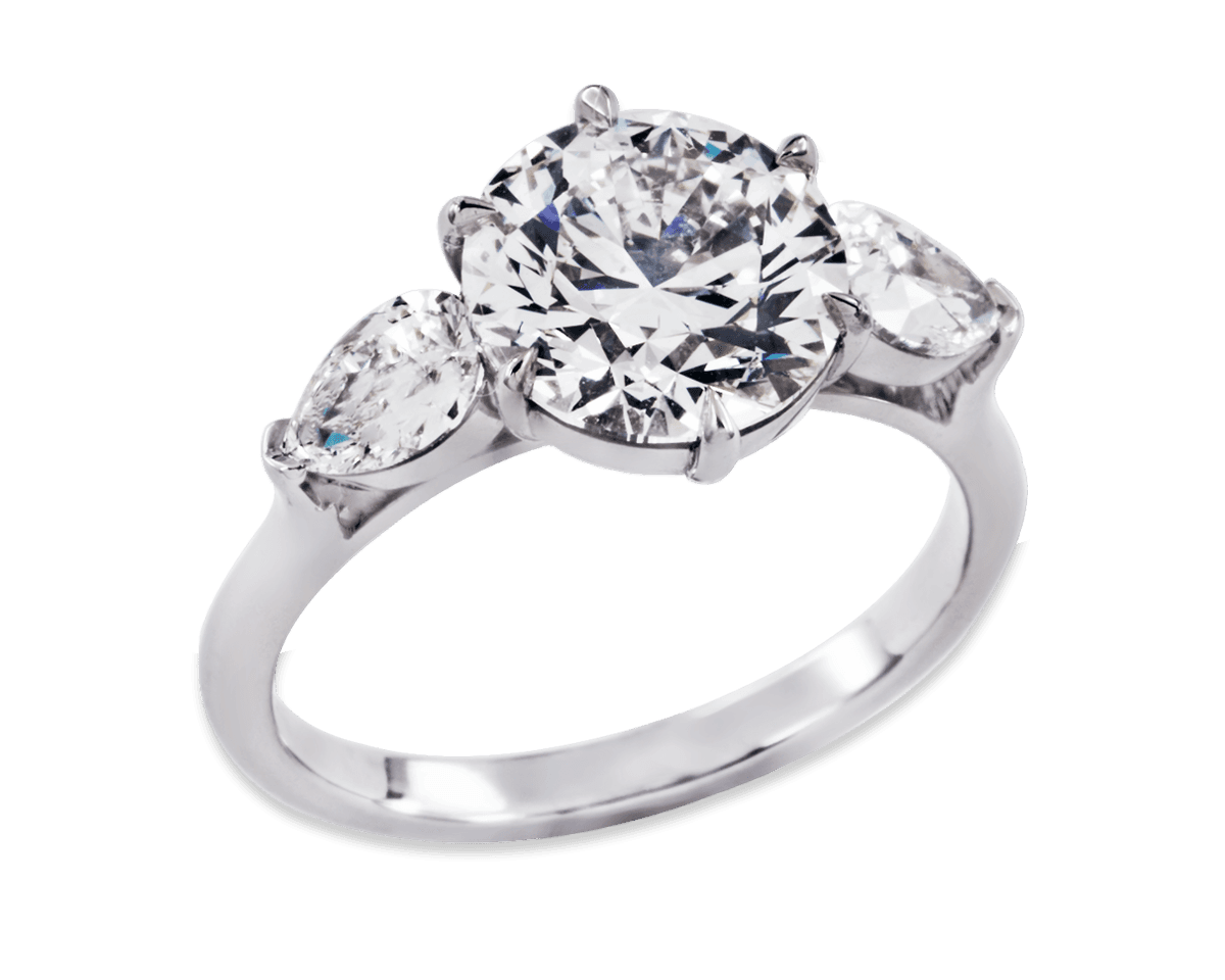 Orchid Six Prong Trilogy w Pear Side Stones