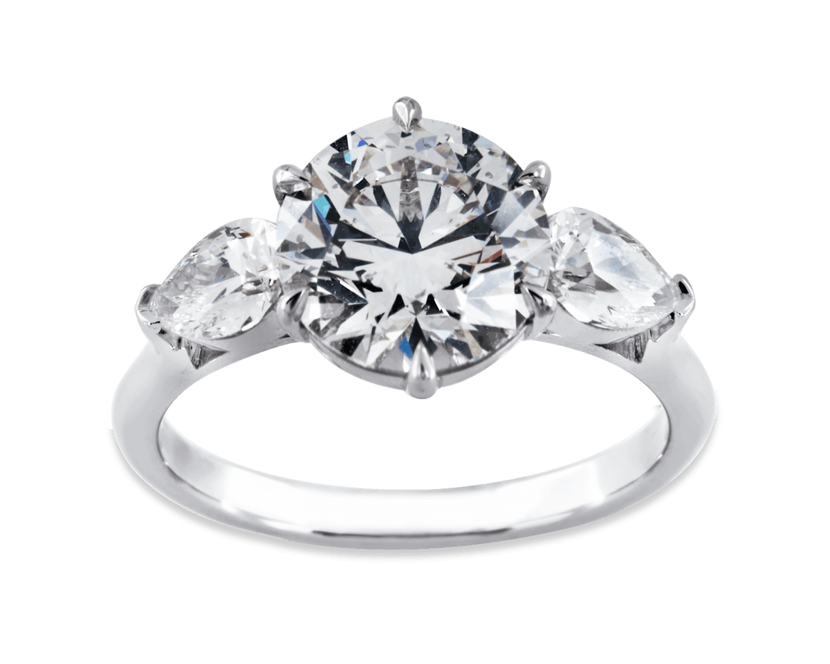 Orchid Six Prong Trilogy w Pear Side Stones