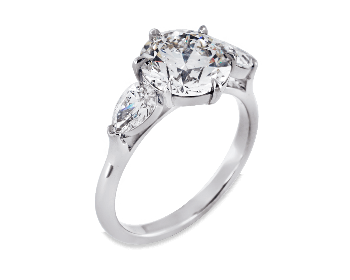 Orchid Six Prong Trilogy w Pear Side Stones