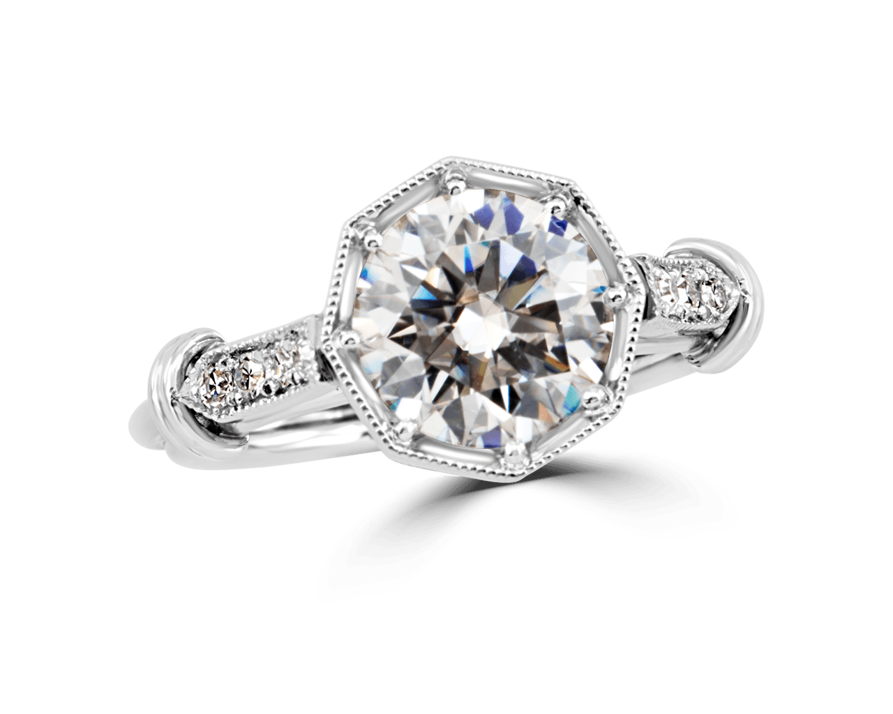 Vintage Octagonal Solitaire with Pave