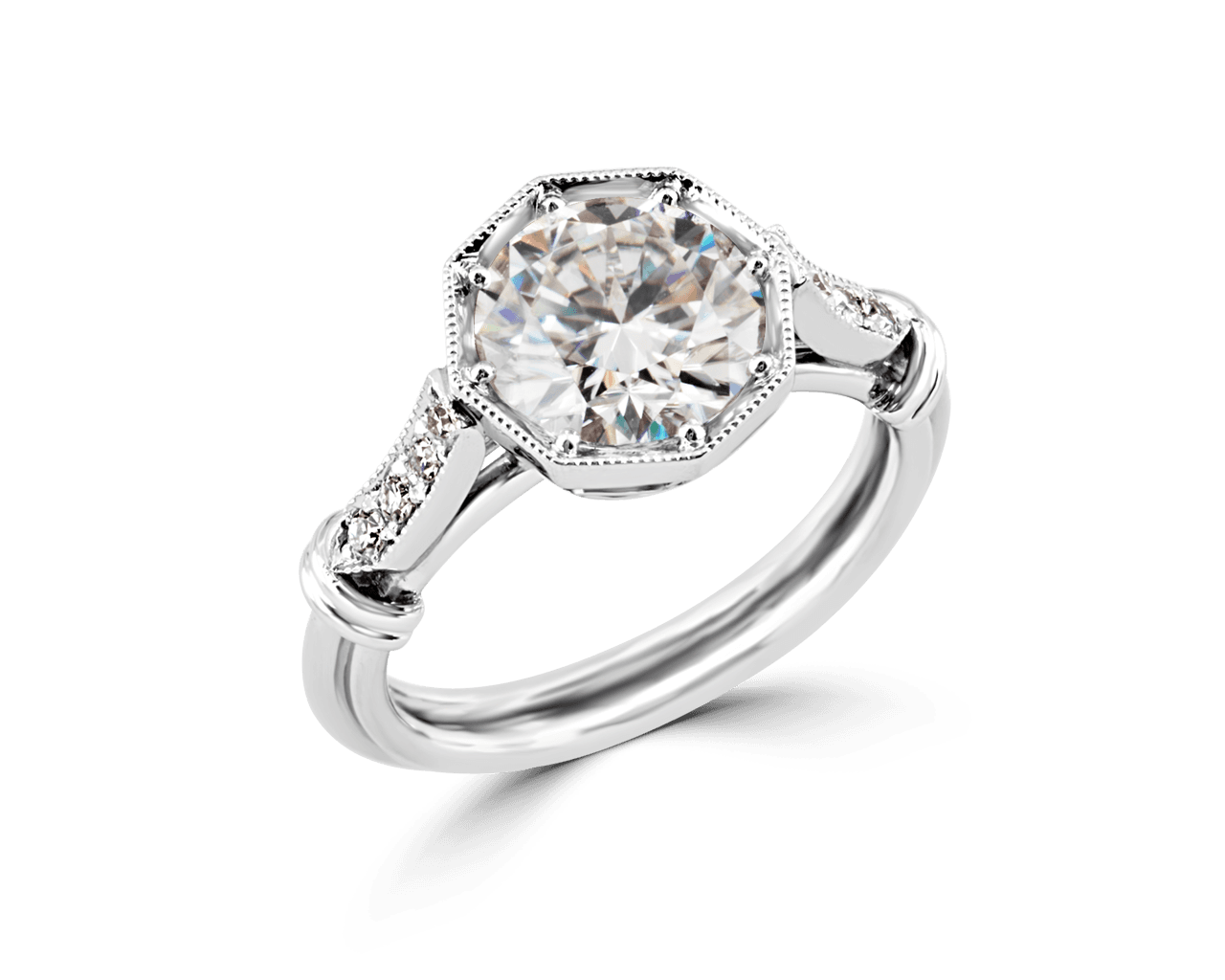 Vintage Octagonal Solitaire with Pave