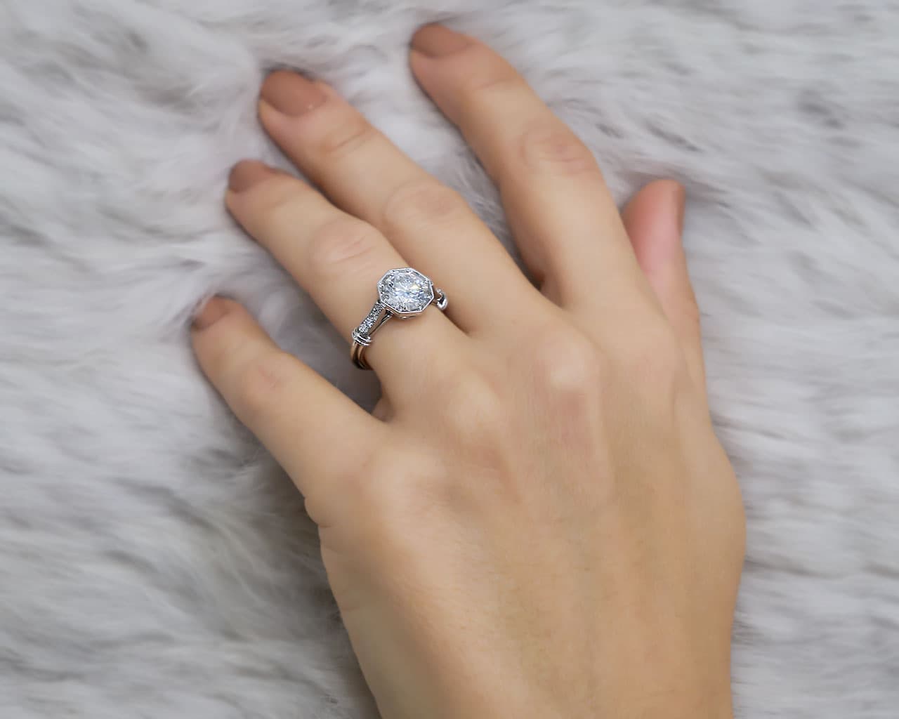 Vintage Octagonal Solitaire with Pave
