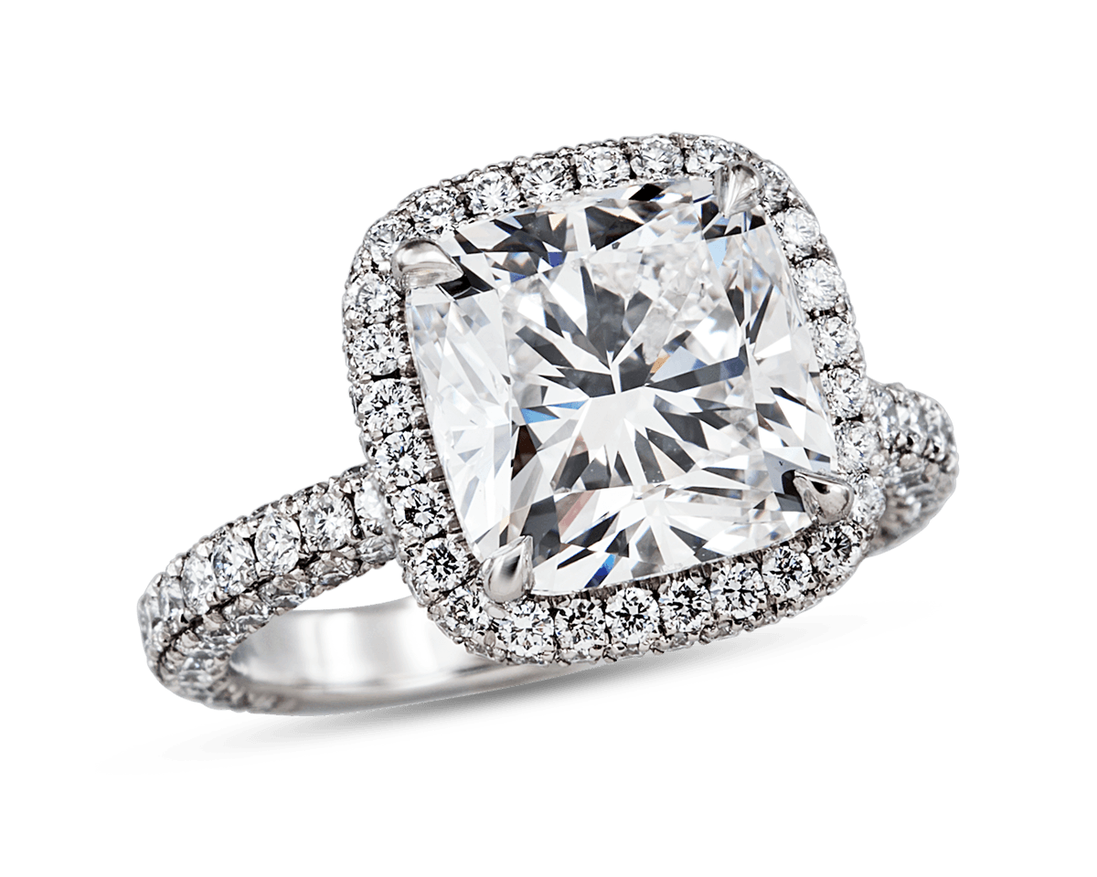 Halo Solitaire with Multi-Row 3D Pave & U Stems