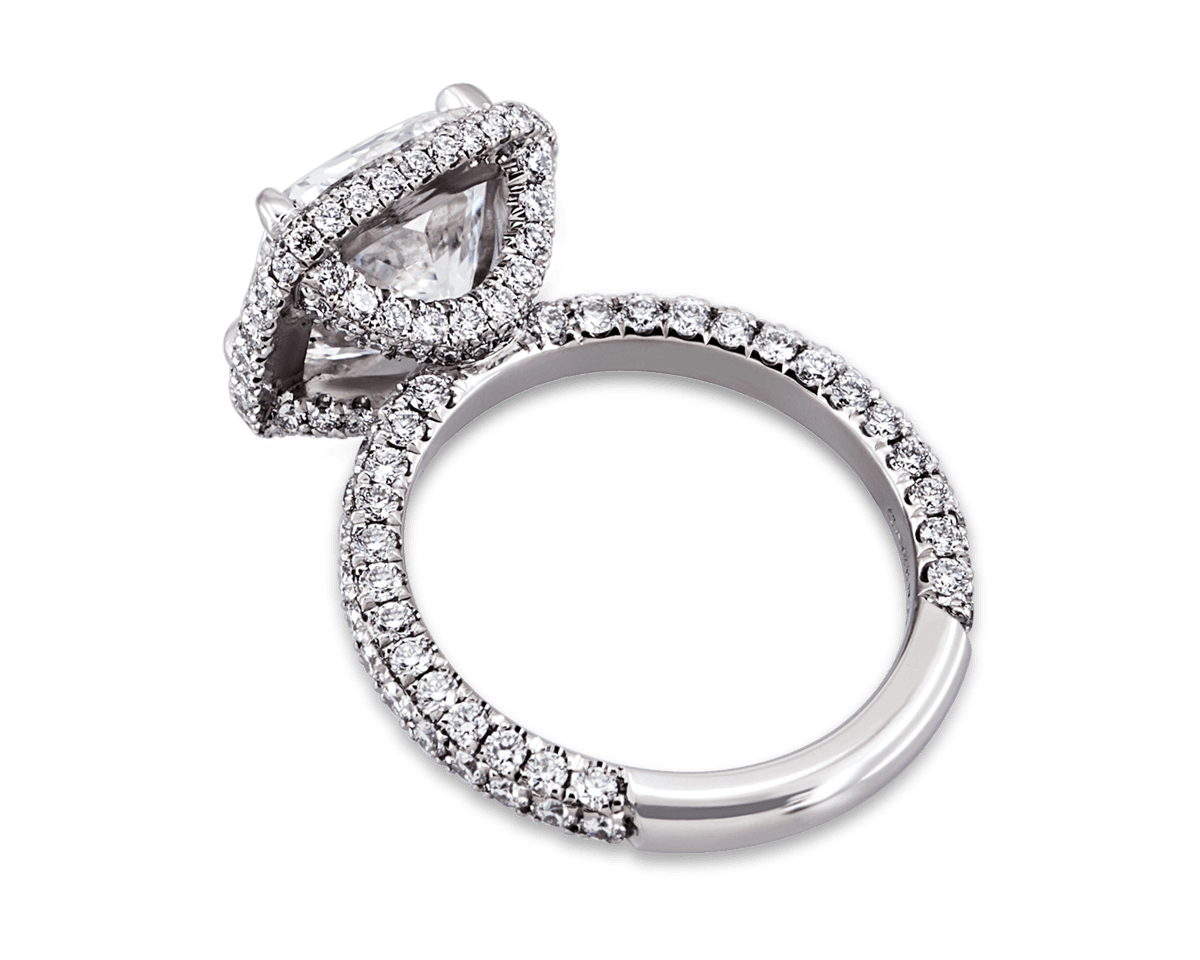 Halo Solitaire with Multi-Row 3D Pave & U Stems