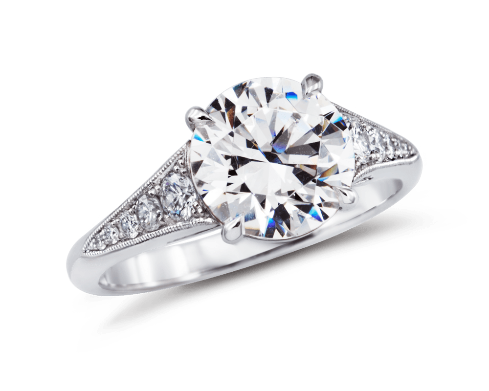 Solitaire with Reverse Tapered Pave Band