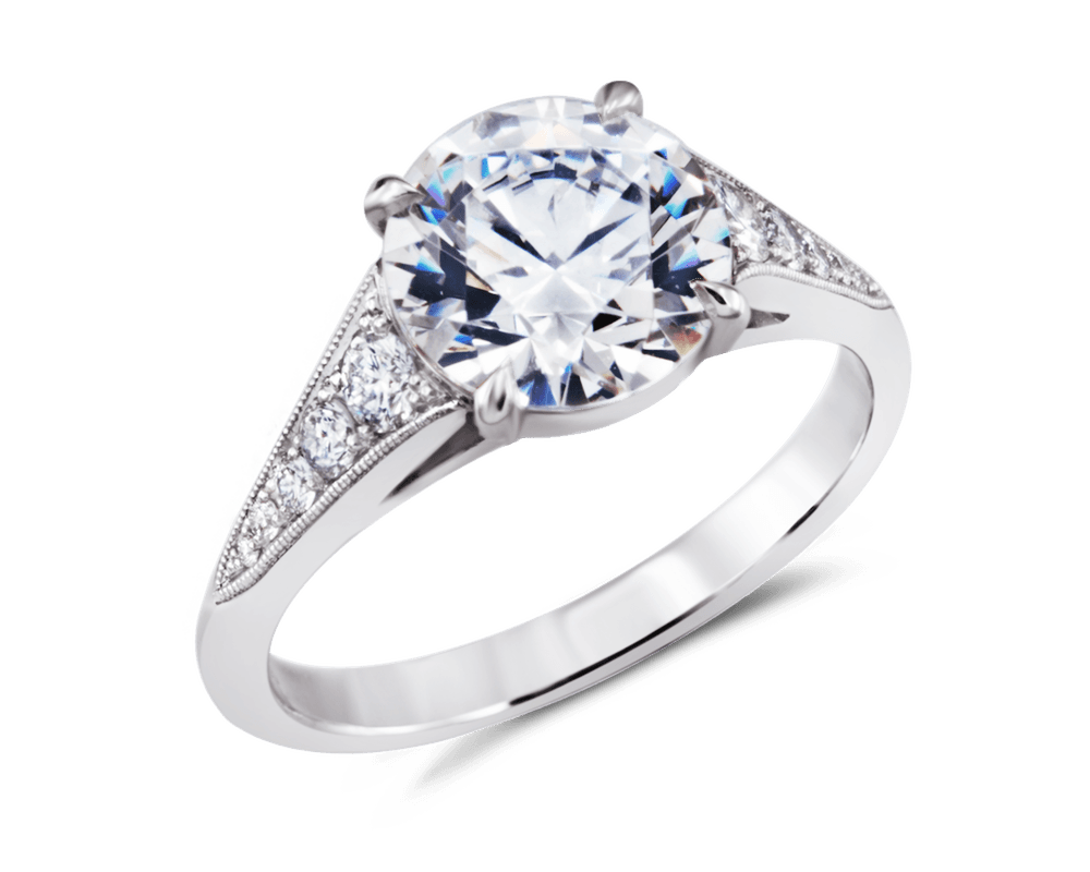 Solitaire with Reverse Tapered Pave Band
