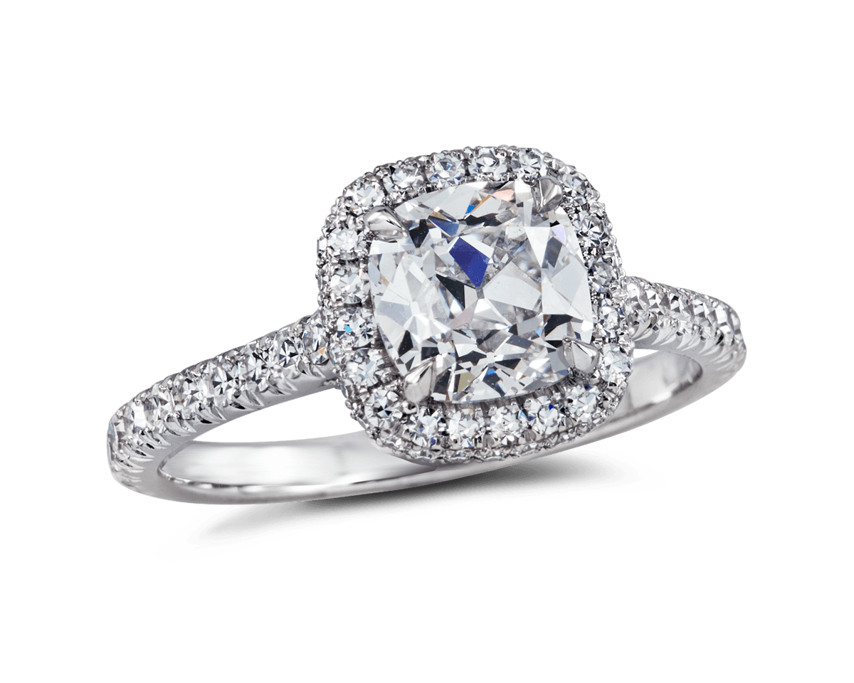 Double Edge Halo Solitaire with Canera Antique Cushion