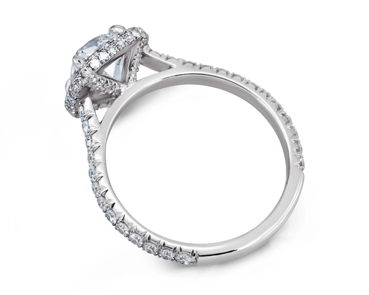 Double Edge Halo Solitaire with Canera Antique Cushion