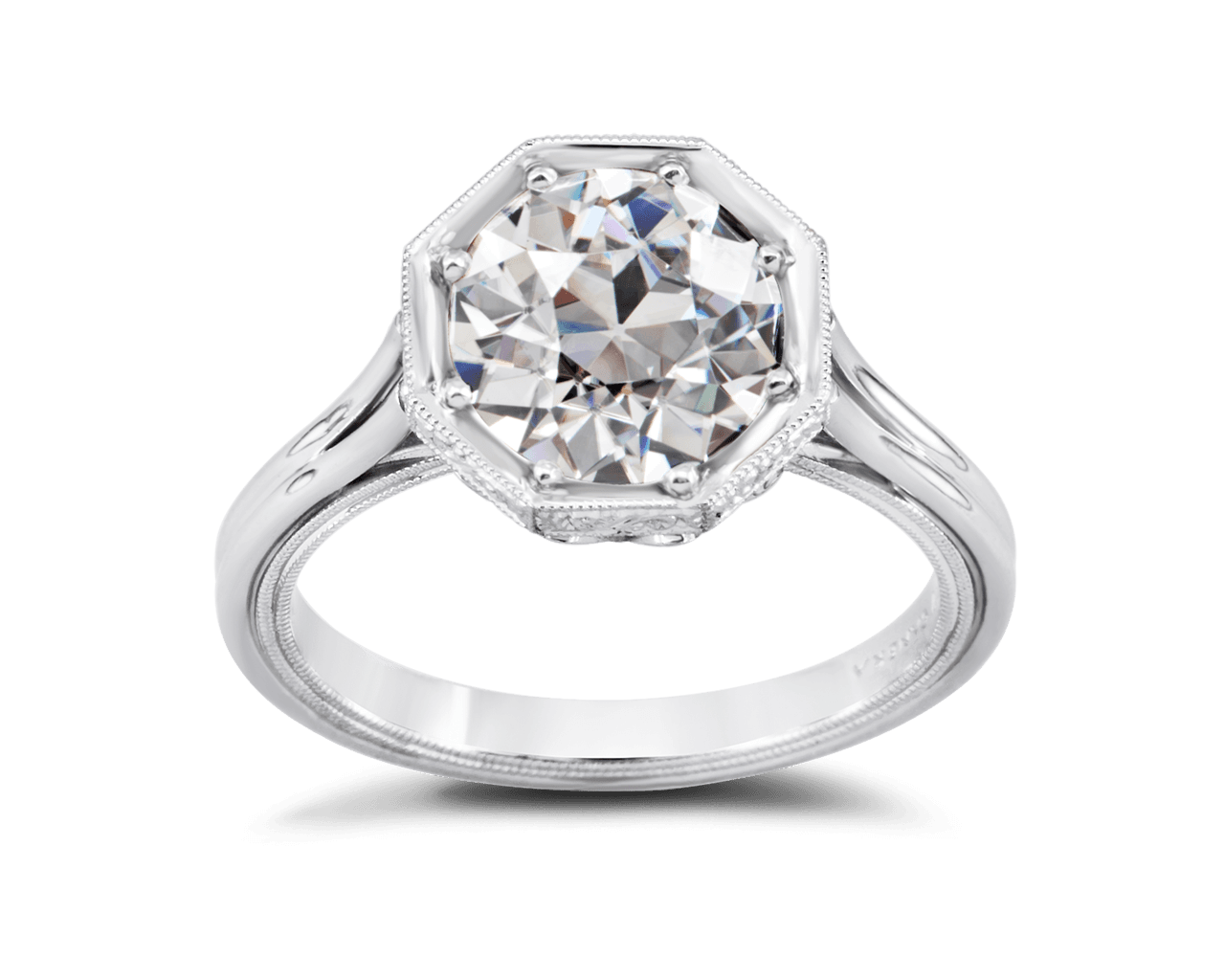 Vintage Octagonal Solitaire with Split Wire Band