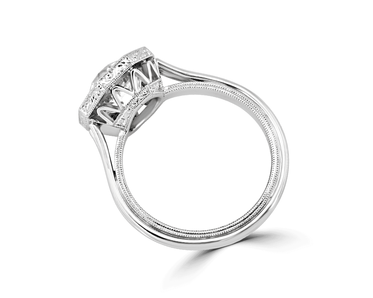 Vintage Octagonal Solitaire with Split Wire Band