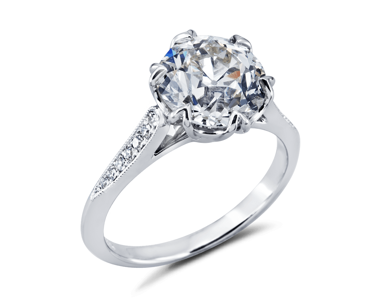 Adriana Solitaire with a Pave Set Cathedral Band