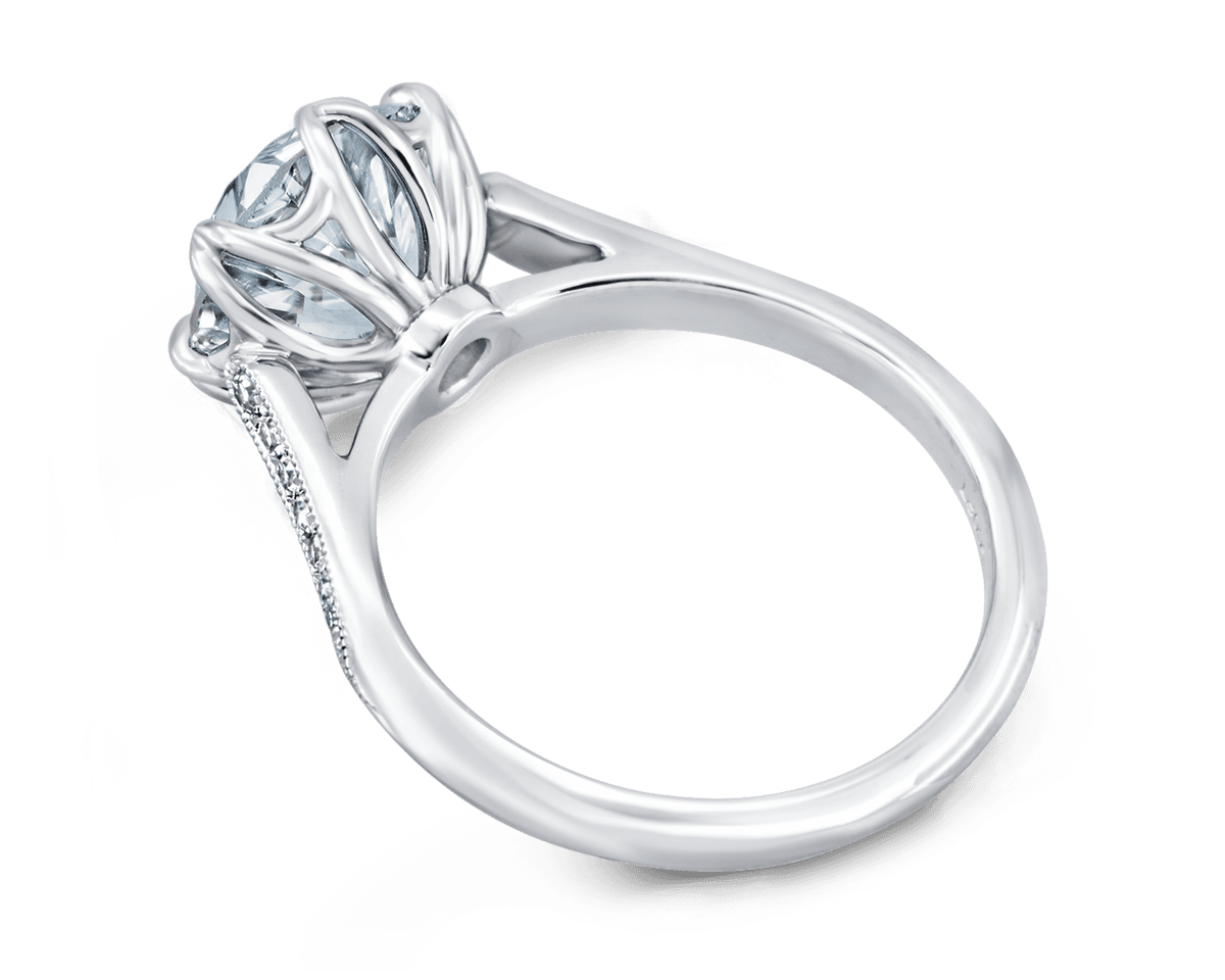 Adriana Solitaire with a Pave Set Cathedral Band
