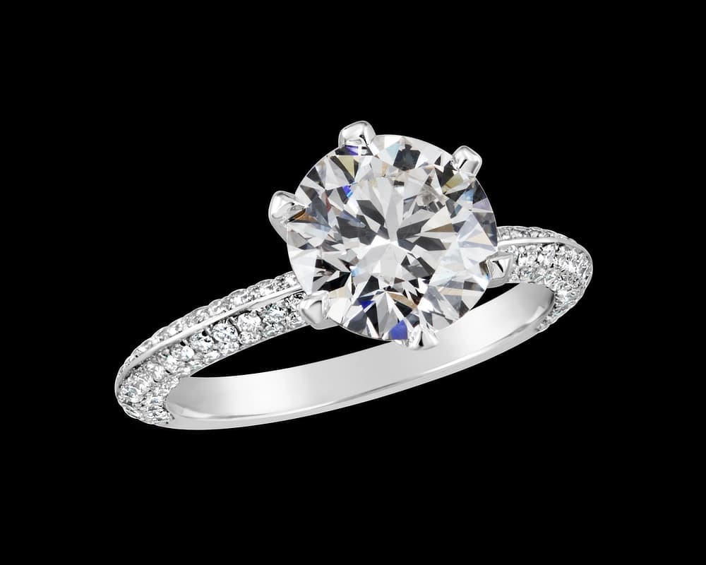 Gabriella Six Prong with Knife Edge Pave Band