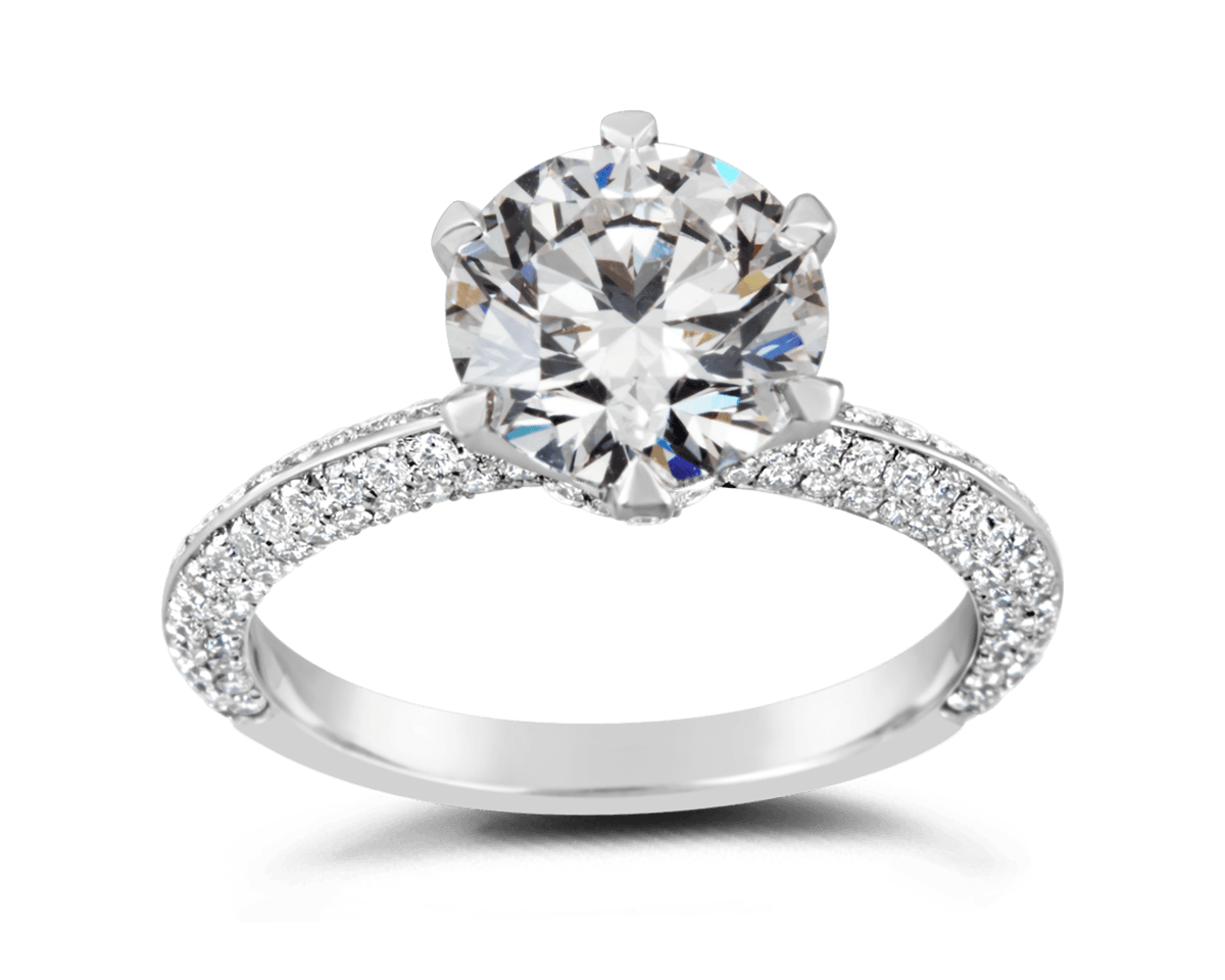 Gabriella Six Prong with Knife Edge Pave Band