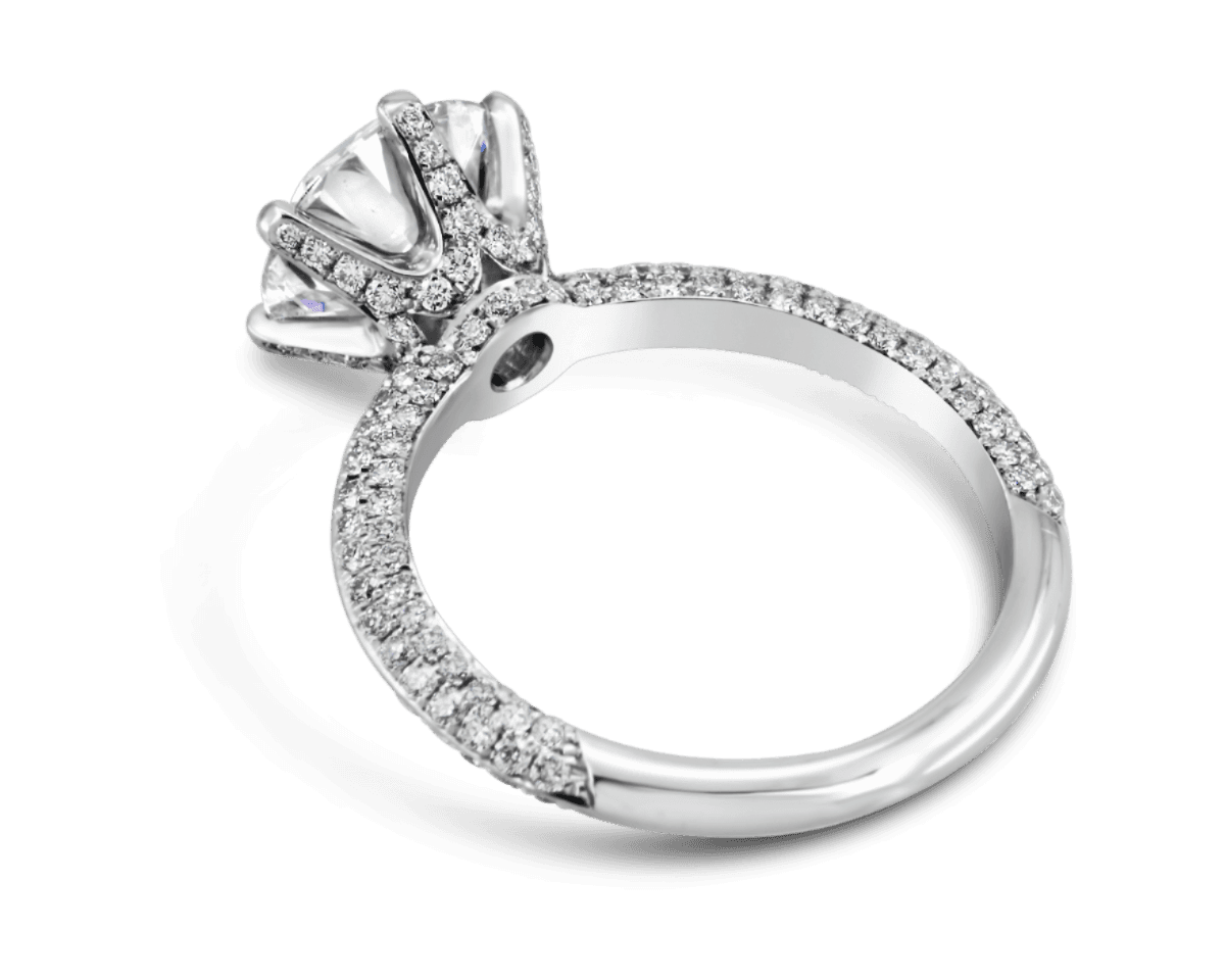 Gabriella Six Prong with Knife Edge Pave Band
