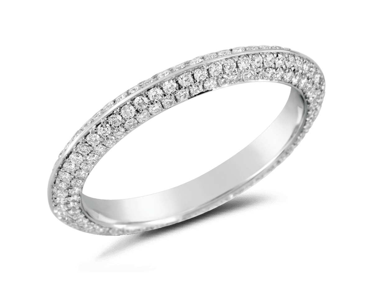 Knife Edge Pave Set Eternity Band
