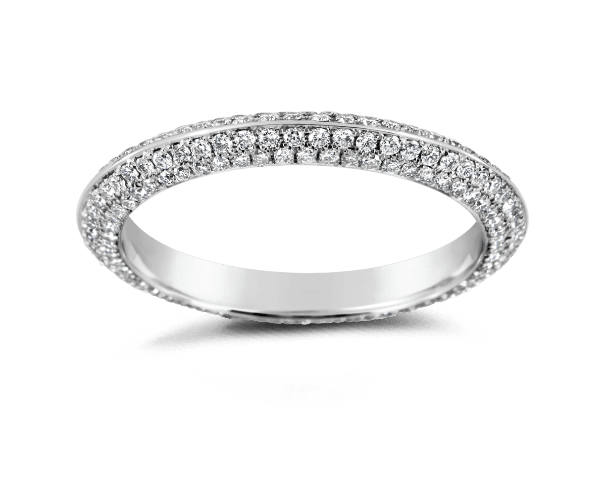 Knife Edge Pave Set Eternity Band