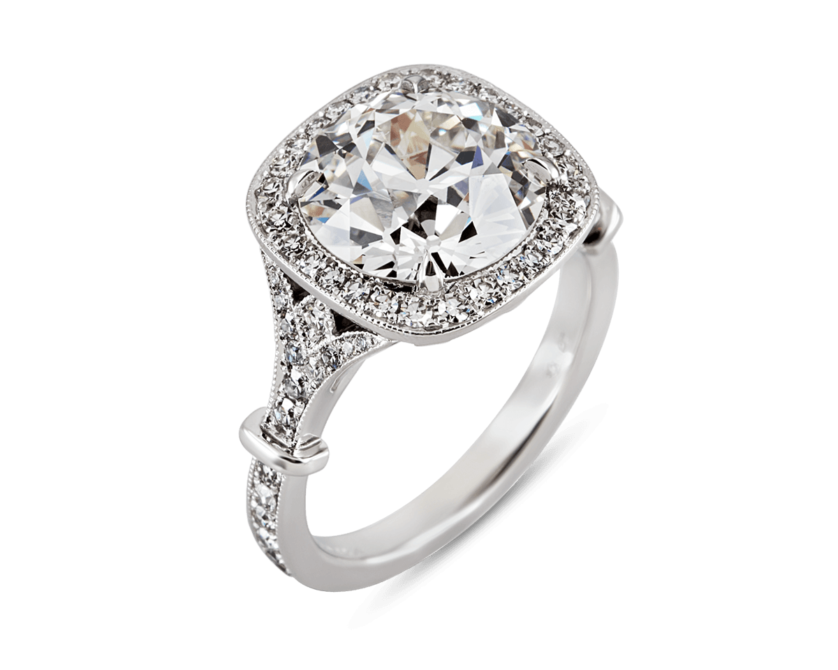 The Lillian Vintage Halo with Three Petal Split Band
