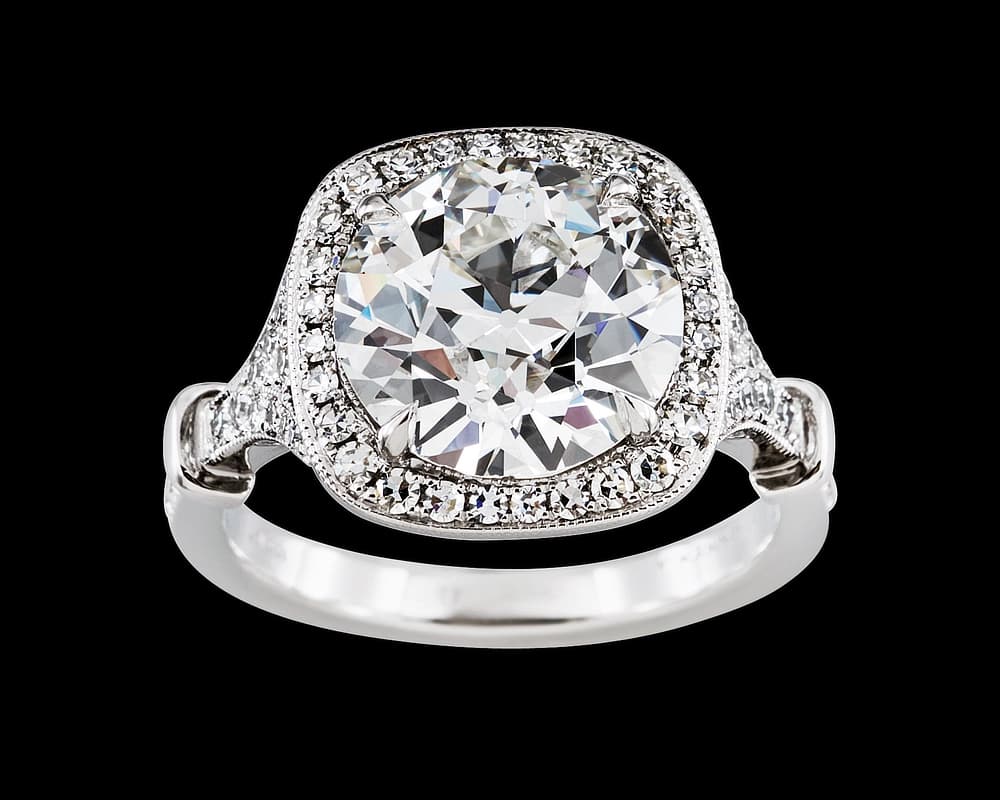 The Lillian Vintage Halo with Three Petal Split Band