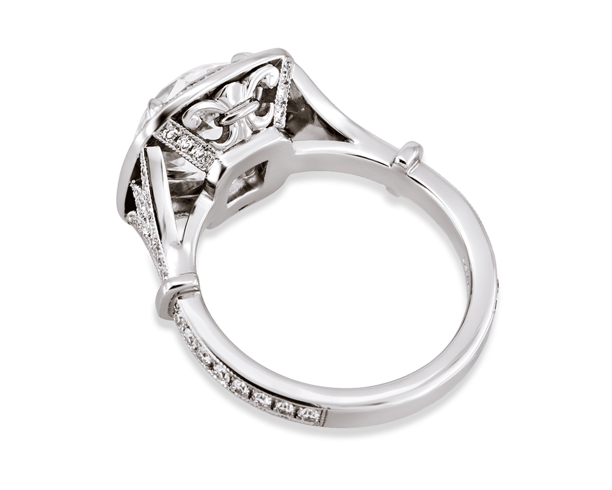 The Lillian Vintage Halo with Three Petal Split Band