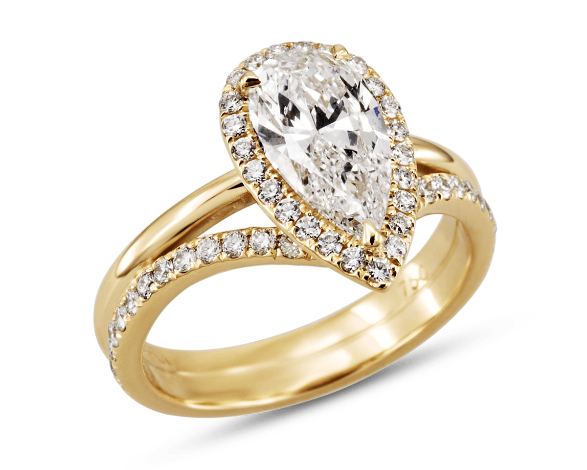 Chevron Split Band Halo Solitaire