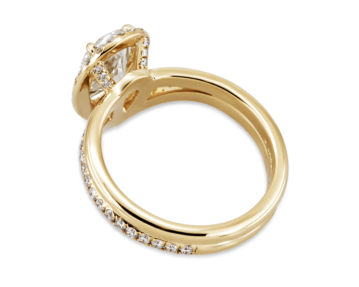 Chevron Split Band Halo Solitaire