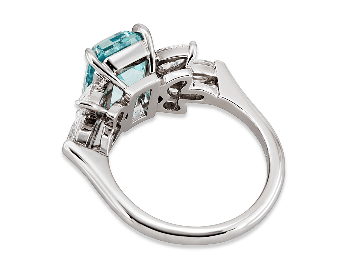 Emerald Cut with Mixed Side Stone Floral Ring