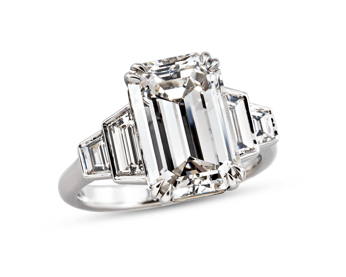 Emerald and Trapezoid Five Stone Ring