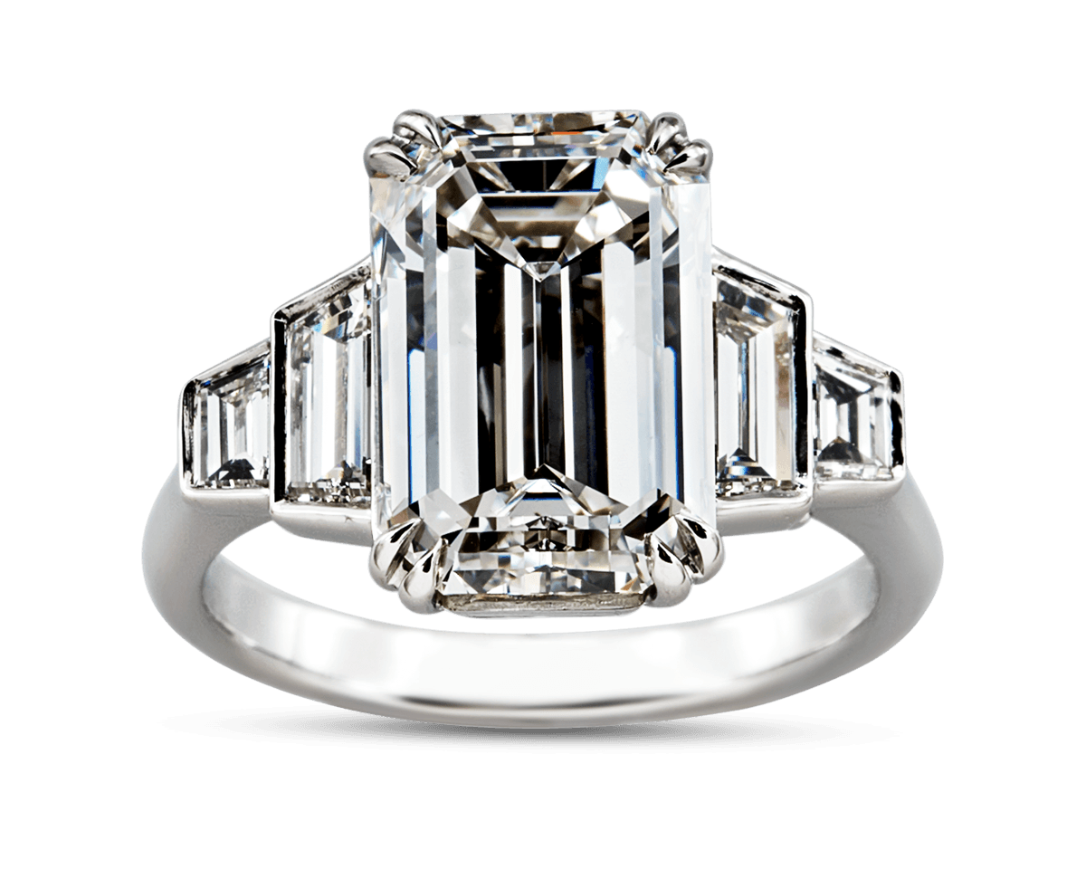 Emerald and Trapezoid Five Stone Ring