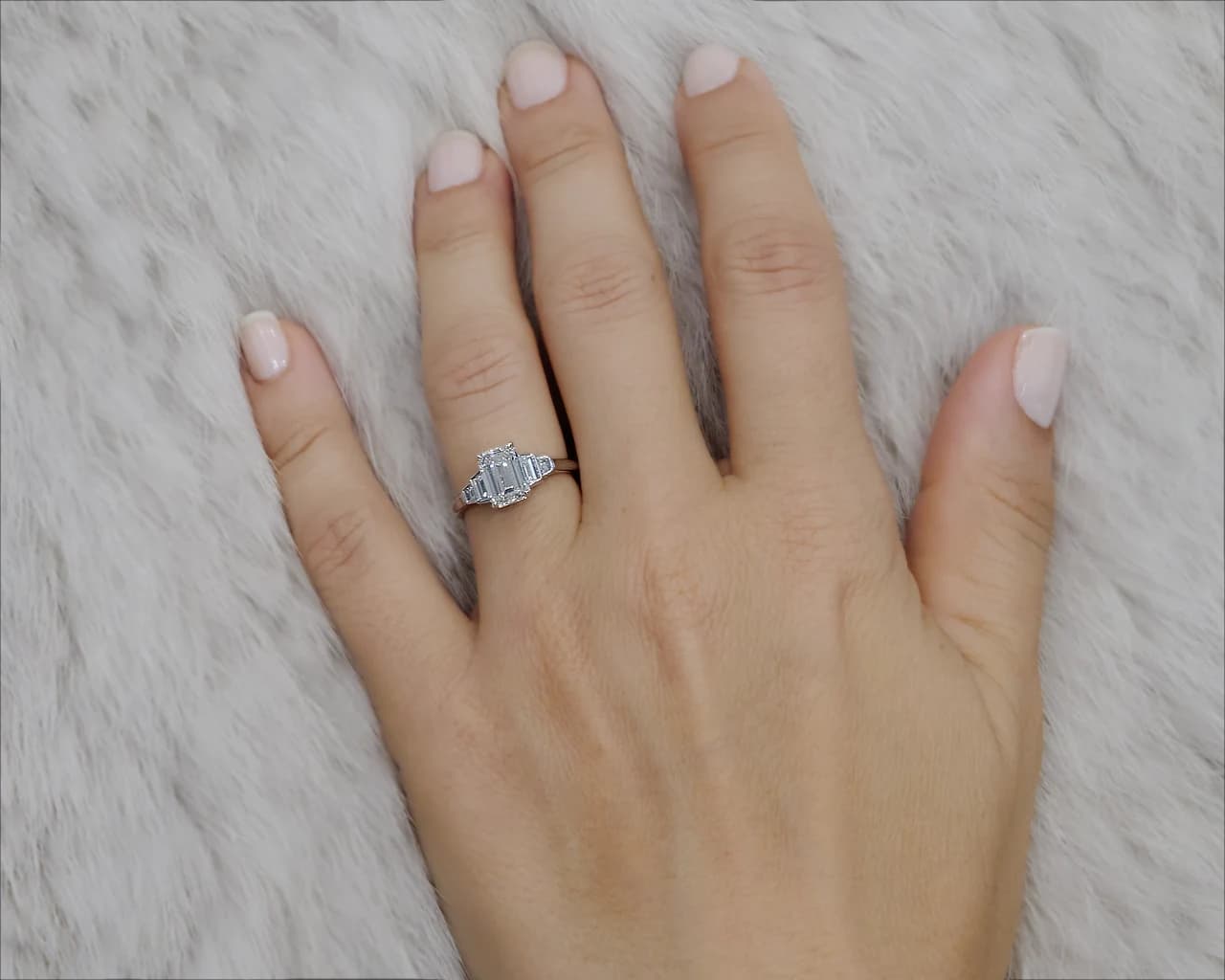 Emerald and Trapezoid Five Stone Ring