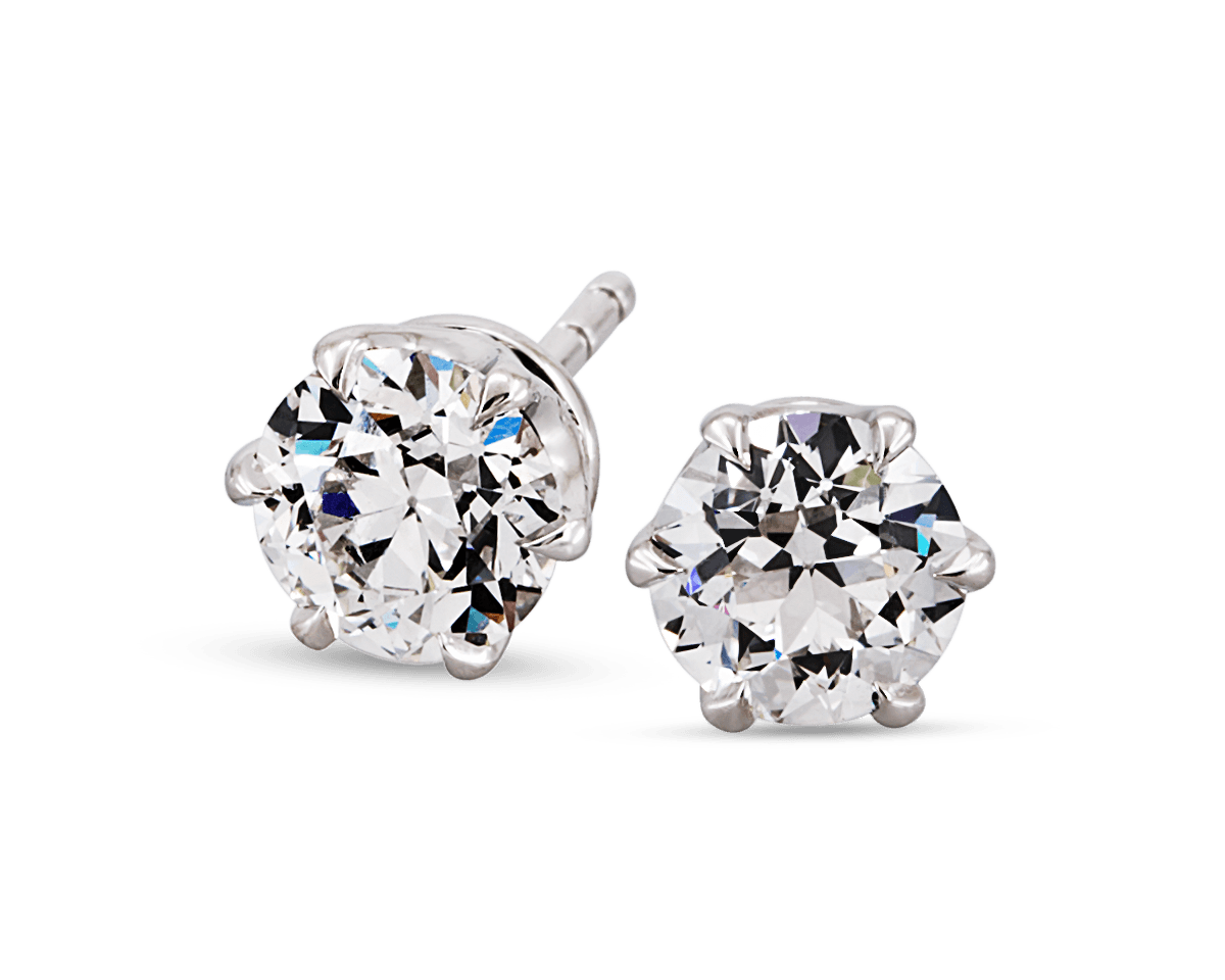 Six Prong Victorian Stud Earrings